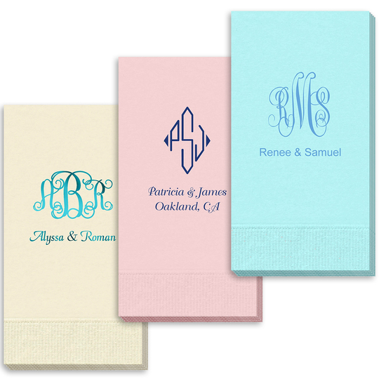 Pick Your Three Letter Monogram Style with Text Guest Towels